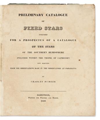 Rümker, Carl Ludwig Christian [aka Charles] (1788-1862) Preliminary Catalogue of Fixed Stars intended for a Prospectus of a Catalogue o